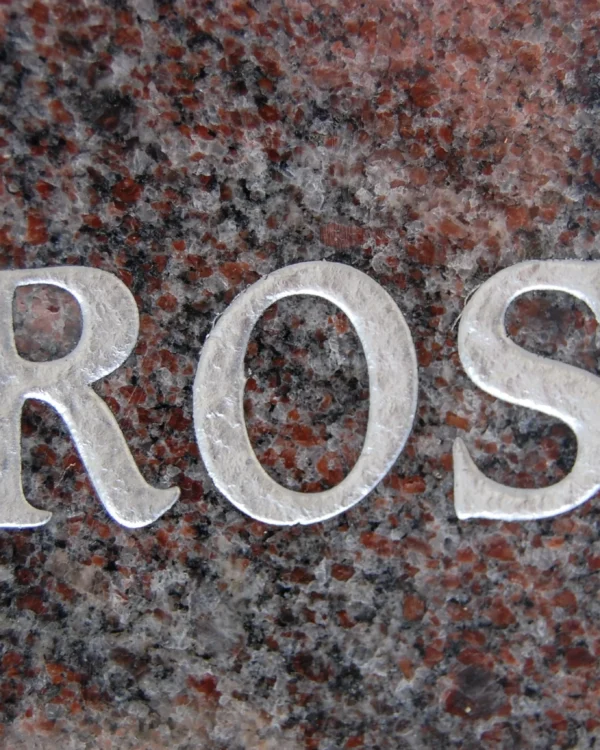 Lettering silver on multi heather